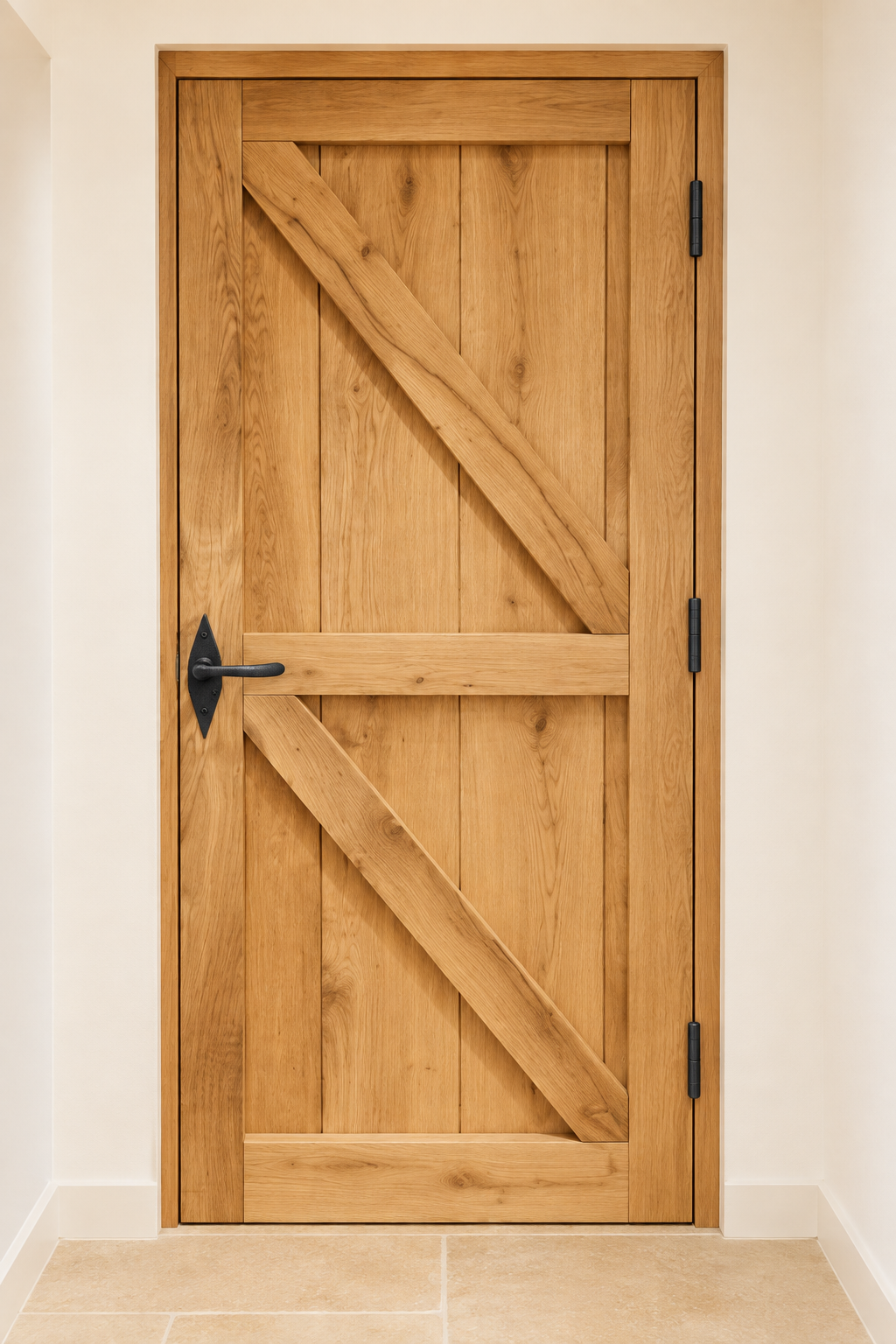 Holztür mit Diagonalstreben
