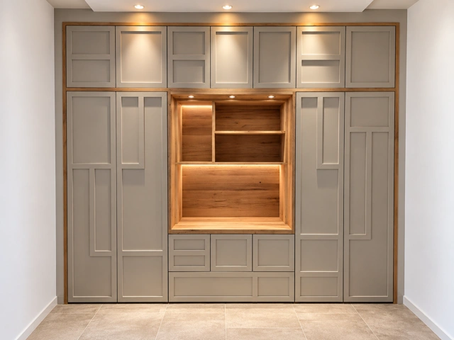 Einbauschrank mit beleuchteter Holznische