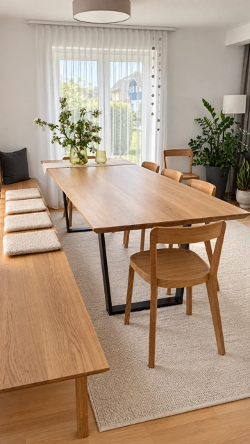 Esstisch mit holzbank